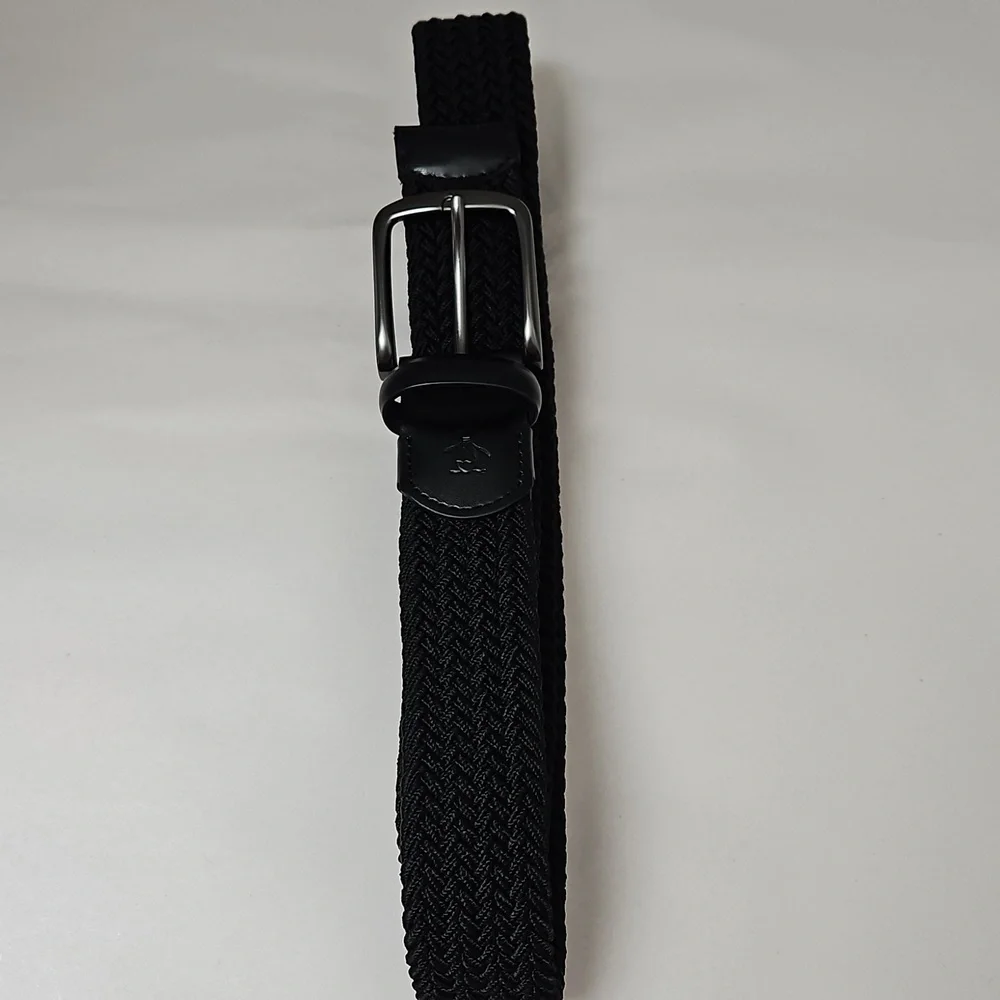 Original Penguin Men's Black Strecht Webbing Leather Belt S